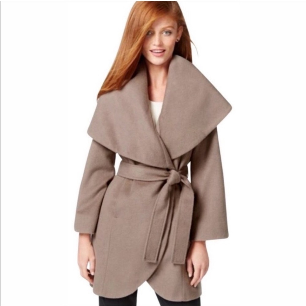 T Tahari Belted Wrap Coat